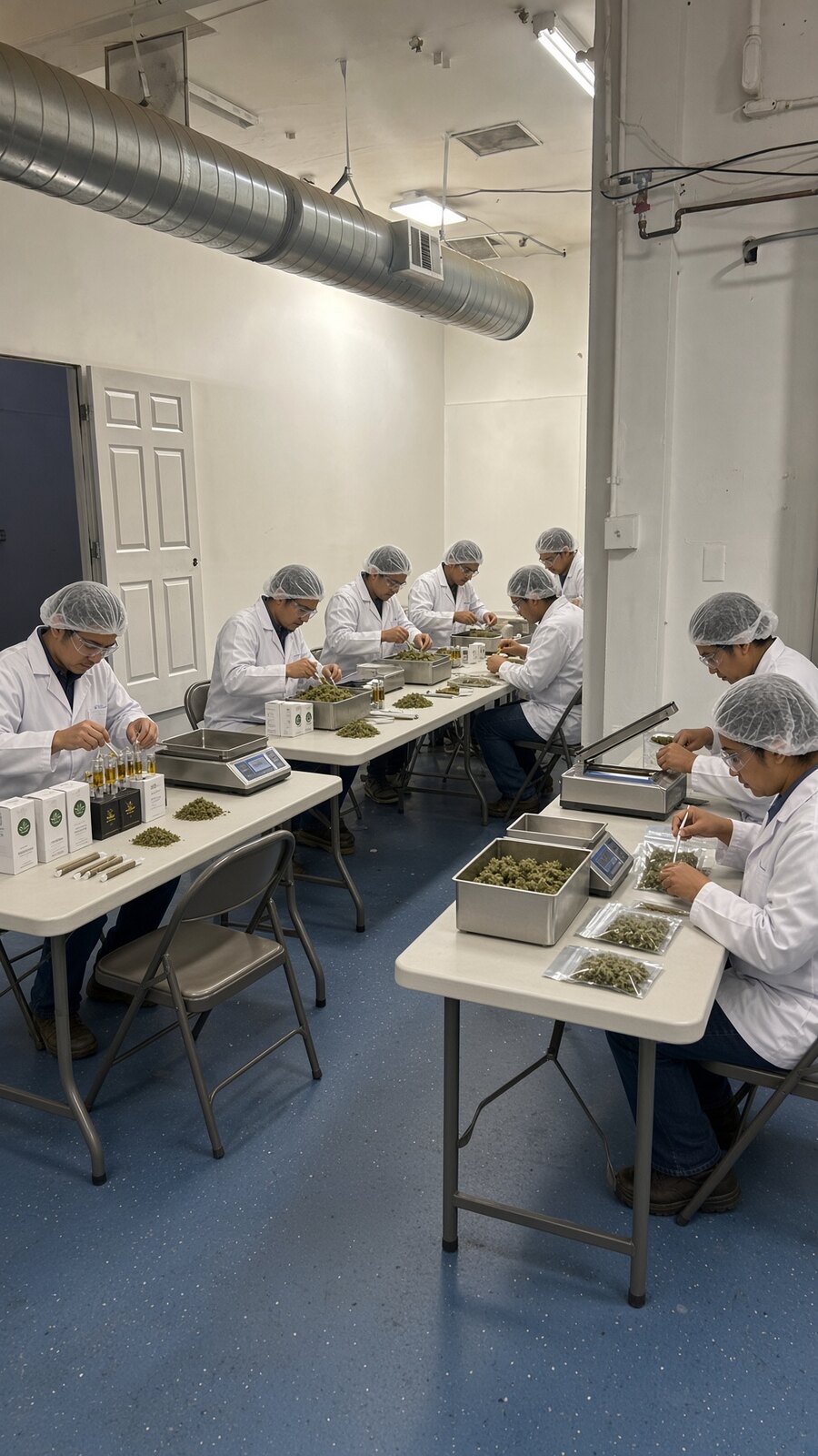 CRC packaging team working along the weighing and bagging line